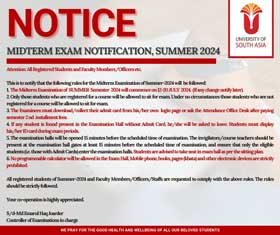 MIDTERM EXAM NOTIFICATION, SUMMER 2024