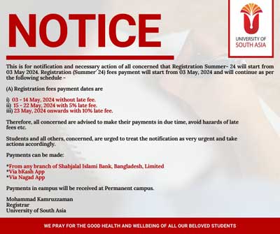 Registration Summer- 24 will start from 03 May 2024